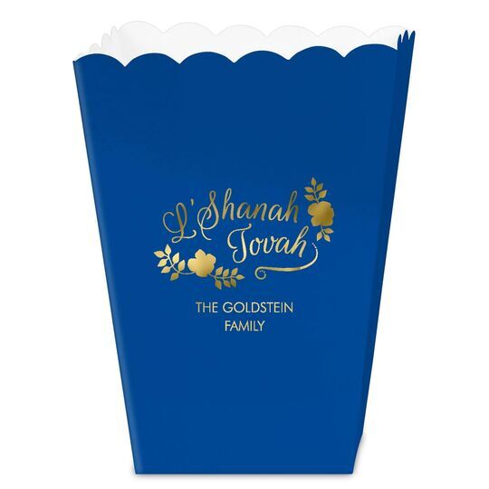 Floral L'Shanah Tovah Mini Popcorn Boxes